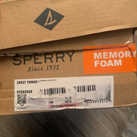 NWT SPERRY TOP SIDER WOMEN'S CREST TWIN GORE GREY LINEN CANVAS SNEAKER 5.5 - Picture 8 of 12